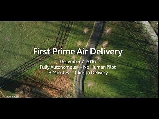 Amazon осуществил первую доставку с помощью дрона