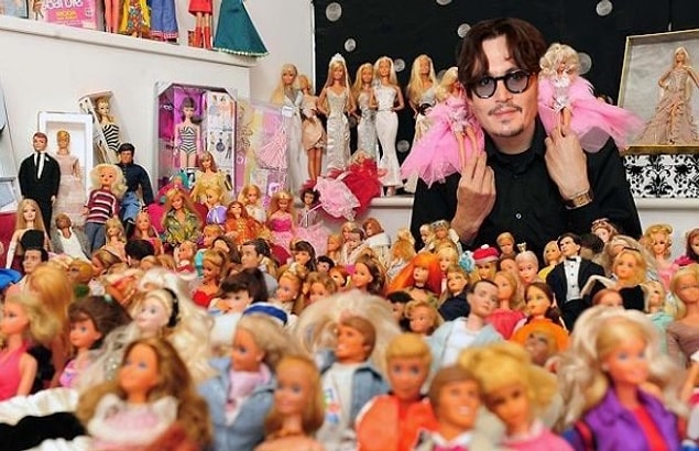 10. Johnny Depp, who collects Barbie dolls, also loves playing with them!