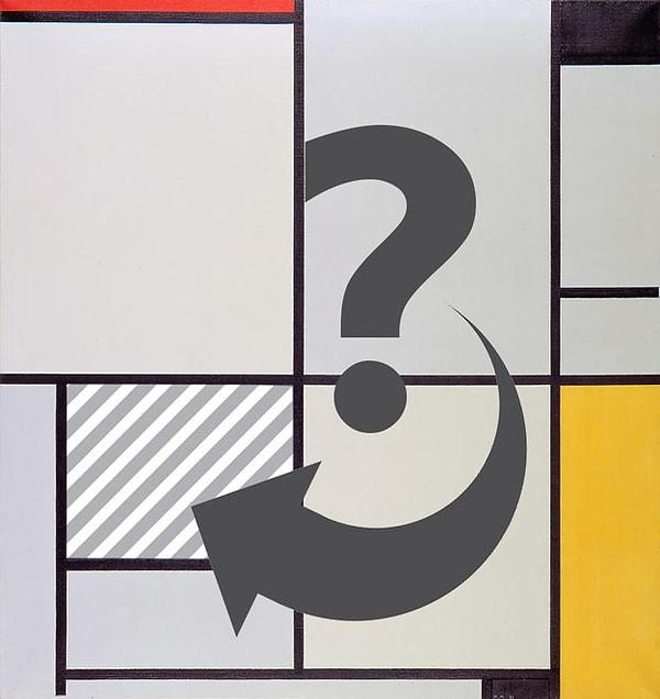 9. Piet Mondrian'ın çiziminde okla gösterdiğimiz noktada hangi renk olmalıydı?