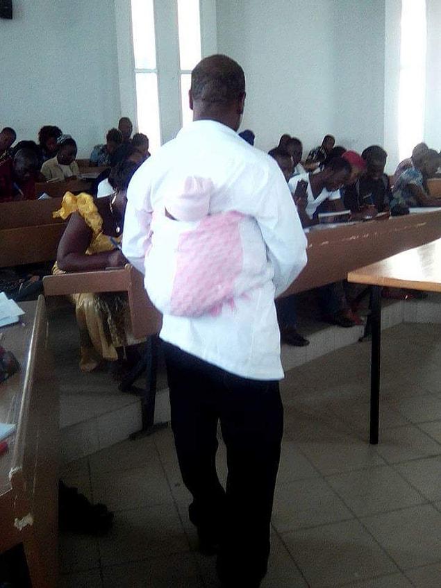 32. This professor who was carrying the baby of a student so that they could easily focus on their exam. 👌