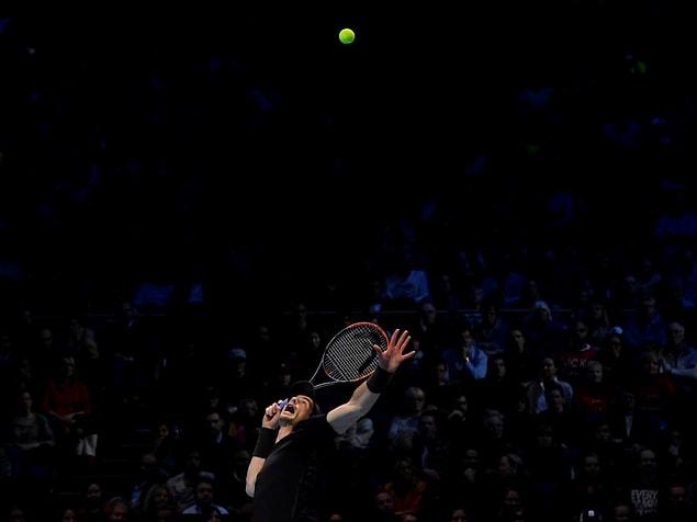 7. Great Britain's Andy Murray in action during the ATP World Tour Finals against Serbia's Novak Djokovic.