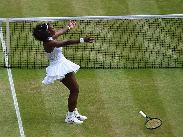 10. Serena Williams celebrates winning her seventh Wimbledon Title after beating Germany's Angelique Kerber in the women's singles final.