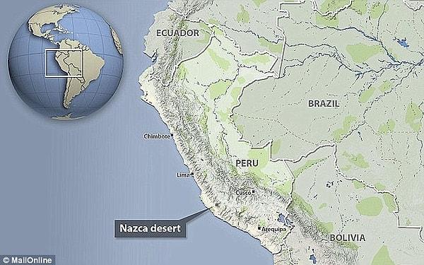 1. Gizemli çizgiler, Peru'daki Nazca Çölü'nde bulunuyor.
