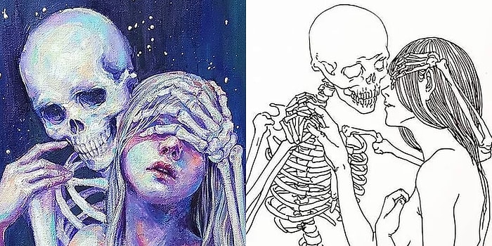 Depresyondan Kurtulmak İçin Yaratıcılığını Kullanan Kadından Aşk-Ölüm Temalı 14 Çizim