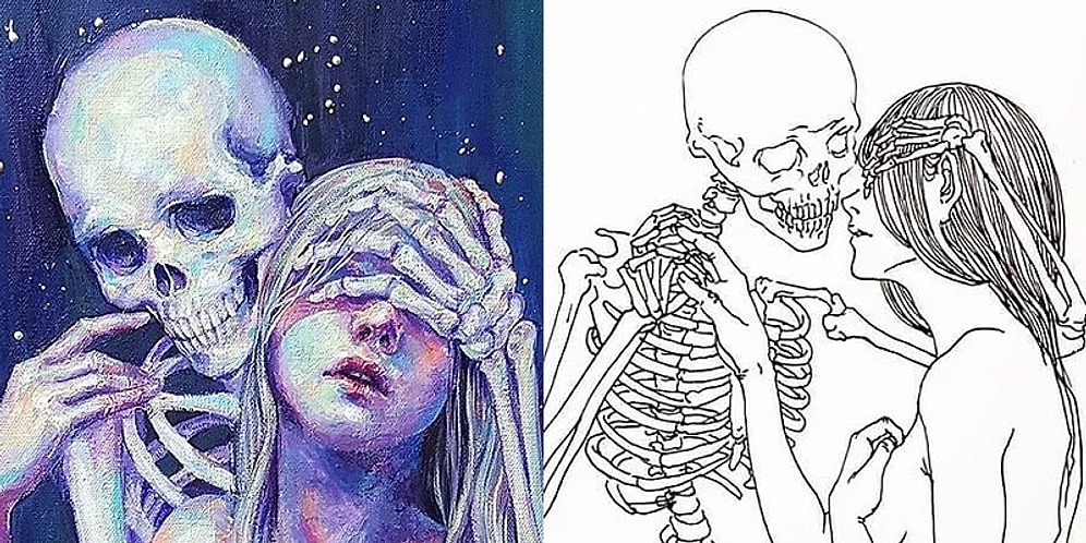 Depresyondan Kurtulmak İçin Yaratıcılığını Kullanan Kadından Aşk-Ölüm Temalı 14 Çizim