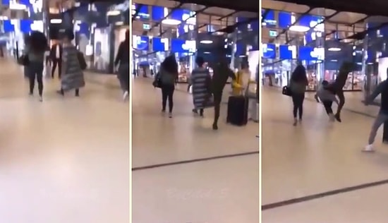 Alışveriş Merkezinde Kadına Arkasından Uçan Tekmeli Akıl Almaz Saldırı