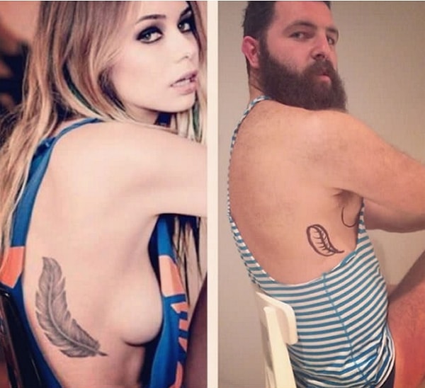 3. Он дает им вторую жизнь, копируя позы девушек на снимках.