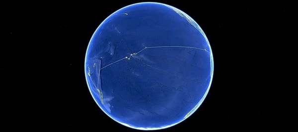 18. This is what the Earth looks like from an unfamiliar perspective — from that of the Pacific Ocean.