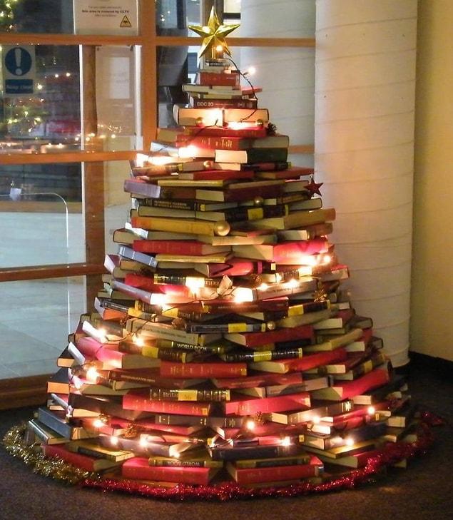 5. Christmas tree made of books