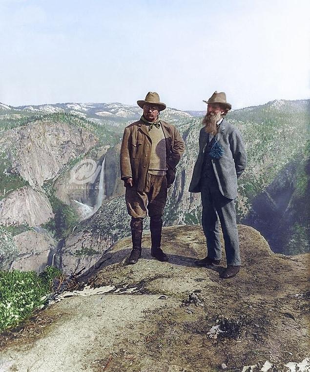 3. President Roosevelt and naturalist John Muir on Glacier Point in Yosemite National Park, 1906.