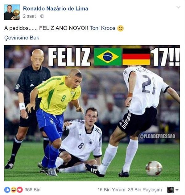 Kroos'un yaptığı paylaşıma Ronaldo aynı dille yanıt verdi. Bu sefer bayraklar yer değiştirdi ve bu hale geldi.