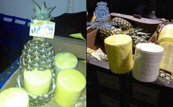 3. Orta Amerika'dan İspanya'ya gelen ananasların içinden 200 kiloluk kokain çıkmış. Emeğe sağlık ne diyelim.