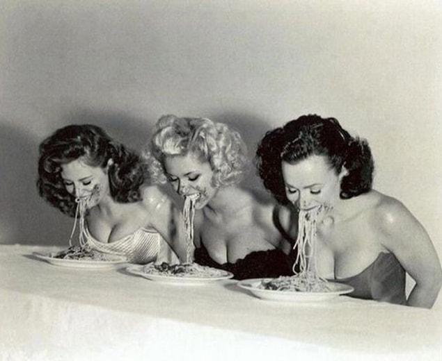 7. These women who attended the spaghetti eating contest named 'Macaroni'.