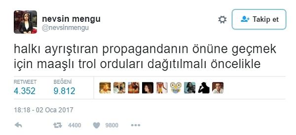Önce Nevşin Mengü Twitter hesabından bu açıklamayı paylaştı.
