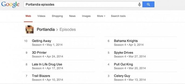 8. Напишите название любимого сериала и слово "эпизоды" рядом с ним - Google покажет вам, какого числа начнется новый сезон.