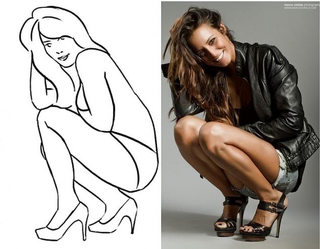 4. The trick is to pose with high heels to get the best effect.