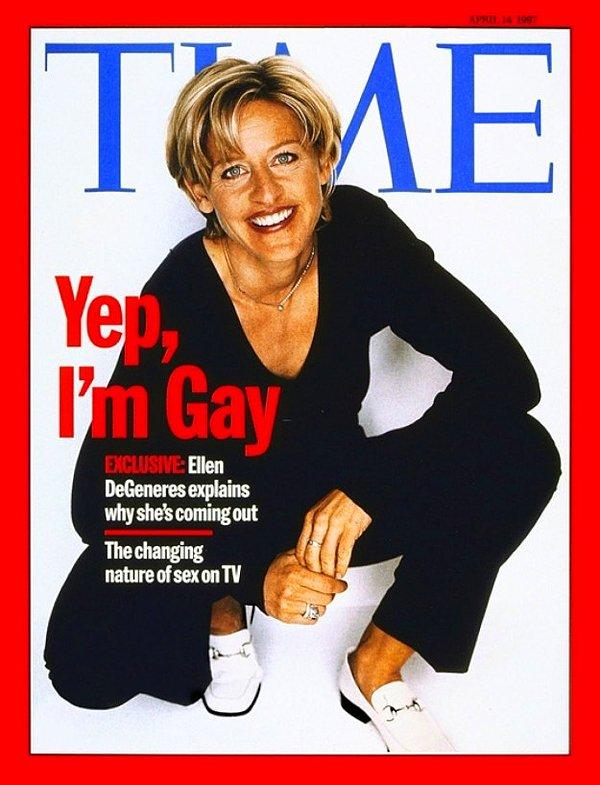 12. Komik TV sunucusu, aktivist Ellen DeGeneres 20 yıl önce Nisan ayında Time dergisinin kapağında eşcinsel olduğunu açıklamıştı.