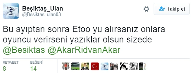 Eto'o'nun Antalyaspor'da Kalmasının Ardından Tepkisini Gizleyemeyen 14 Beşiktaş Taraftarı