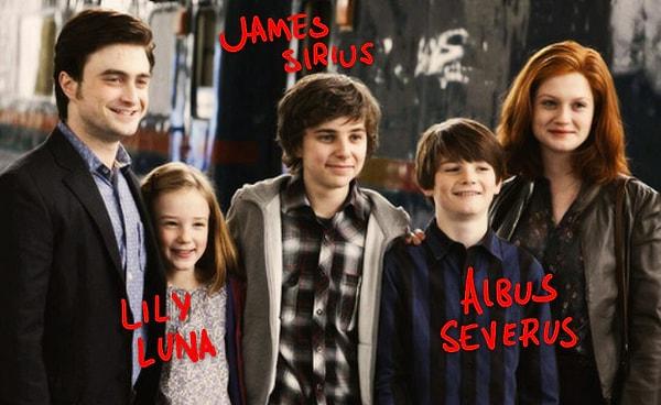 11. Harry ve Ginny çocuklarına Harry'nin anne ve babasının, Albus Dumbledore'un, Sirius Black'in, Severus Snape'in ve Luna Lovegood'un isimlerini verdiler.