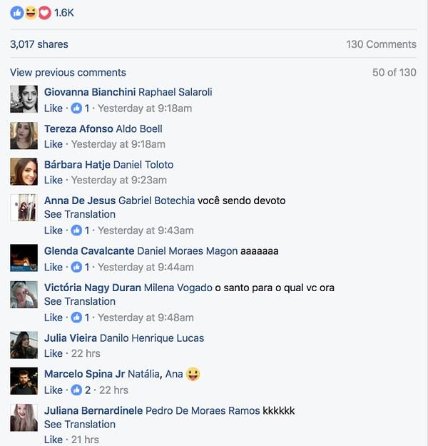 Gabriela'nın Facebook paylaşımı Brezilya'da viral oldu. Son birkaç gün içinde 3.000'den fazla paylaşım aldı. Yorum yapanlar ise genelde Yüzüklerin Efendisi hayranları!