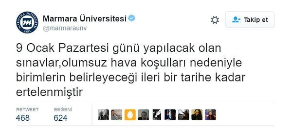İşte Marmara Üniversitesi'nin attığı o tweet;