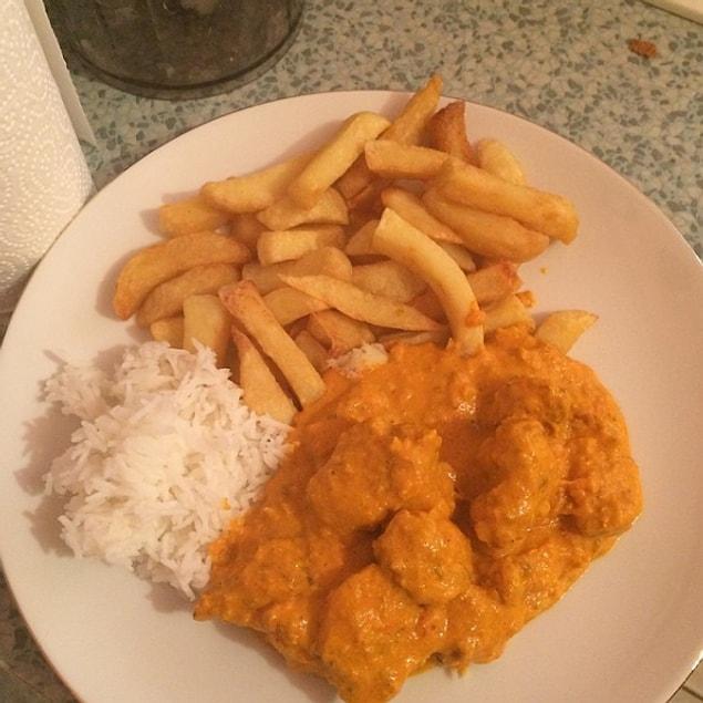 17. Serving two types of carbs with curry.
