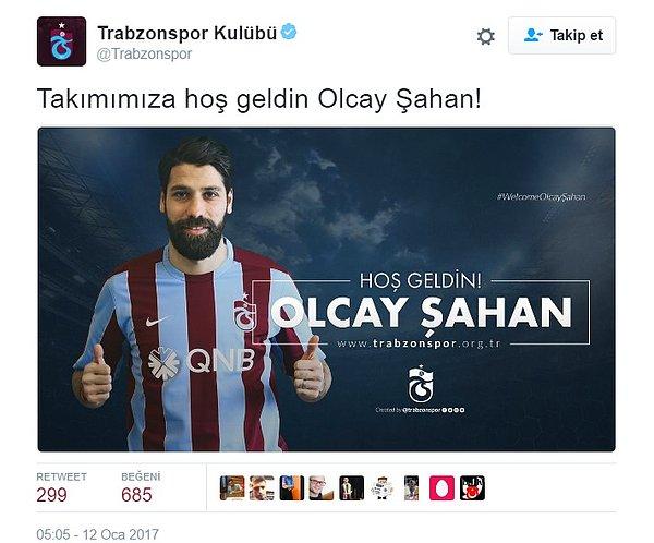 Ve Trabzonspor'dan da hoş geldin