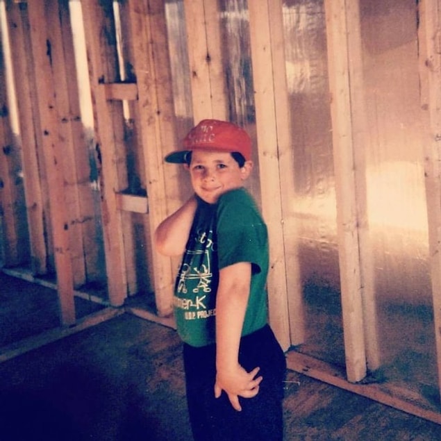 14. “Striking a pose while our house was being built. My parents were supposedly surprised when I came out…”