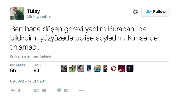 2 Ocak'ta saldırganı gördüğünü iddia eden vatandaş ihbarı bildirdiğini ve buna rağmen dikkate alınmadığını öne sürdü.