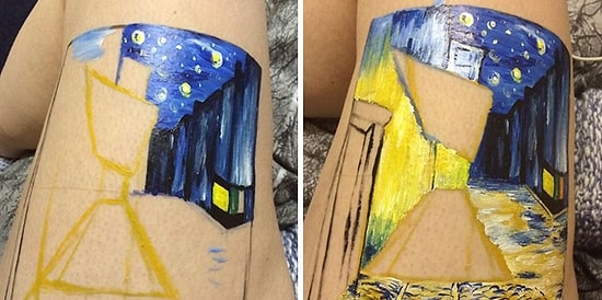 Девушка воссоздала картину Ван Гога на своей ноге вместо того, чтобы поранить себя