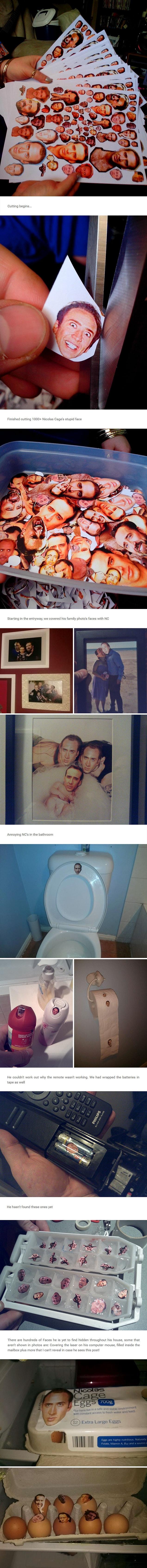 18. So My Brother Thinks Nicolas Cage Is A Big D-Bag. We Have A History Of Pranking Each Other In Ridiculous Ways, So My Gf And I Came Up With The Idea