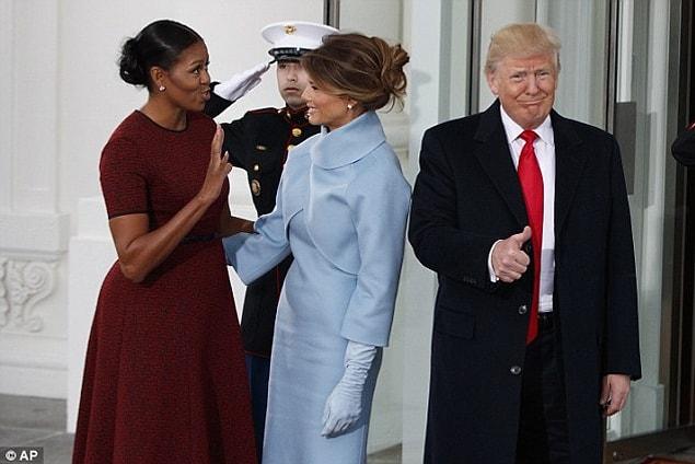 Melania appeared to immediately compliment Melania's look on Friday while Trump gave a thumbs up.