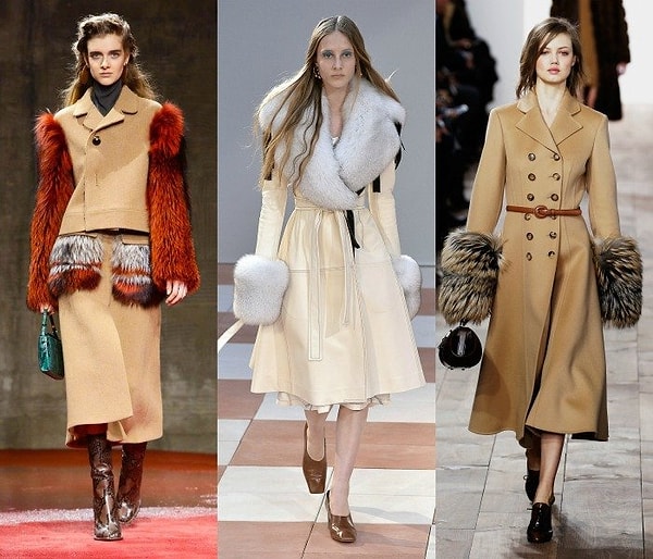 9. Пальто с меховыми рукавами и воротником