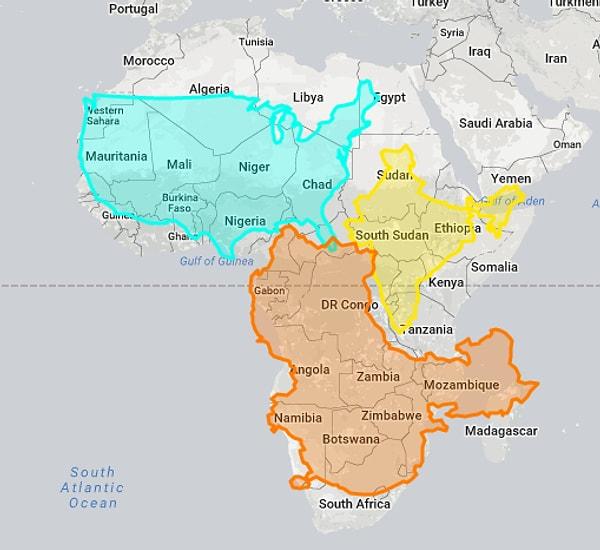 4. Afrika rahatlıkla ABD, Hindistan ve Çin'i sınırlarına sığdırabilirdi.