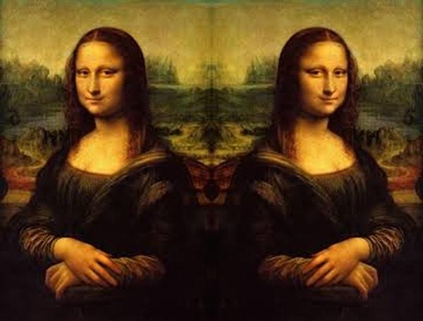 Düşük çözünürlüklü bir Mona Lisa tablosunun simetriği alınıp birleştirilmiş hali şöyle: