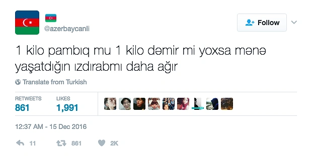 Azerbaycanlı Hesabından Size Azerice'yi Daha da Sevdirecek 19 Yaxşı Tweet