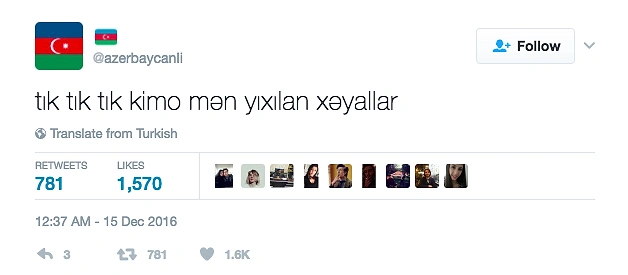 Azerbaycanlı Hesabından Size Azerice'yi Daha da Sevdirecek 19 Yaxşı Tweet