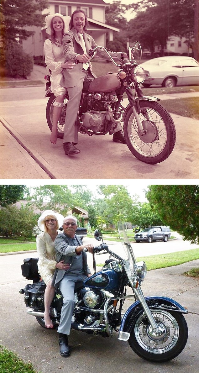 5. The photo taken in 1975 and the one taken 40 years later.