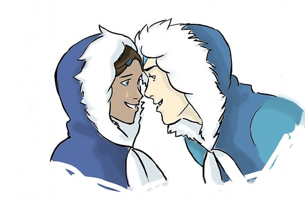 Эскимосы наклоняются друг к другу и соприкасаются самыми кончиками своих носов.