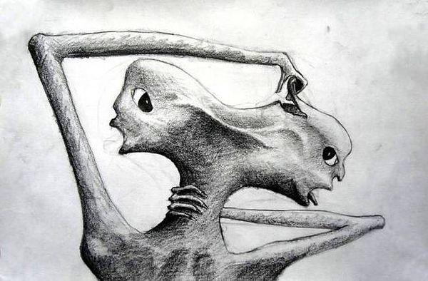6. A drawing by a patient in mental hospital suffering from paranoid schizophrenia.
