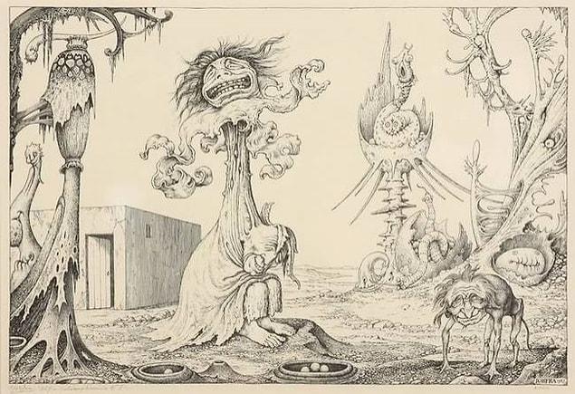 12. A spooky drawing by schizophrenic Johfra Draak in 1965.