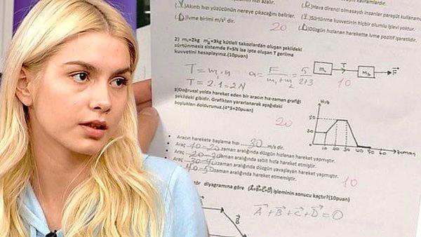 15. Geçtiğimiz haftalarda Instagram hesabından 100 puan aldığı sınav kağıdını paylaşan Aleyna Tilki'nin sınavı okul yönetimince iptal edildi.