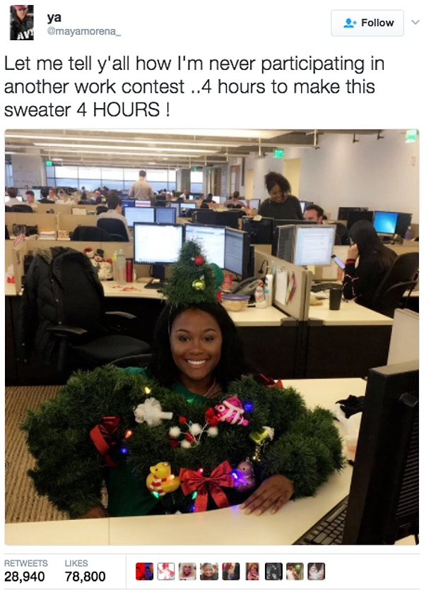 1. Девушка, которая уверяла, что никогда не будет участвовать в офисных конкурсах.