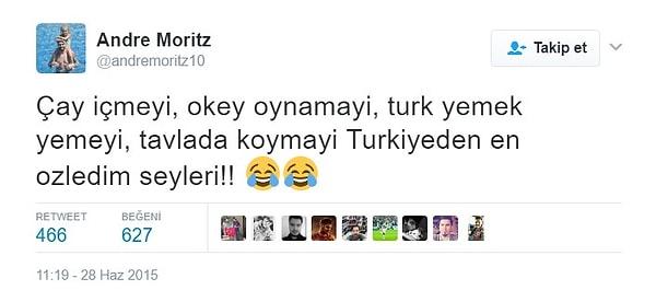 6. Süper Lig'de 5 sene forma giyen Andre Moritz, Twitter'ın en büyük fenomenlerinden biri olmuştu.