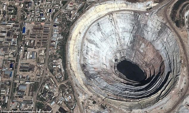 13. The Mir Mine in Russia, the largest diamond mine in the world.