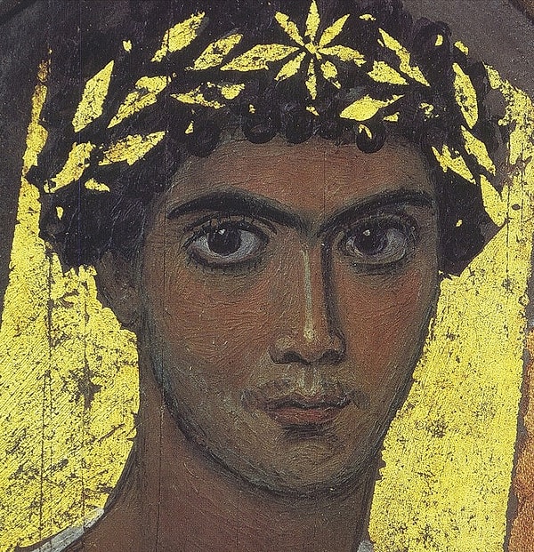 7. Фаюмские портреты писались только четырьмя красками: черной, красной и двумя типами охры. Украшения моделей и фон золотили