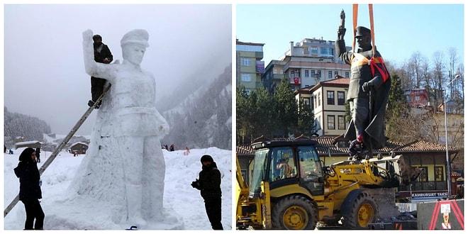 Rizeliler Kaldırılan Atatürk Heykelini Unutmadı: Heykel, Çamlıhemşin'deki Şenlikte 'Yeniden' Yapıldı