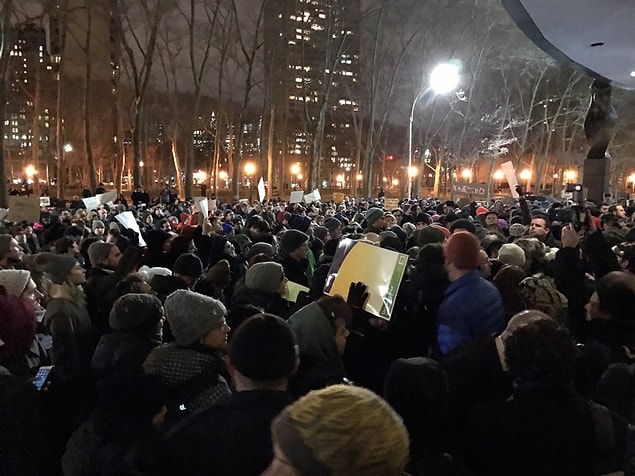 12. Protesters gathered outside the Brooklyn Courthouse.