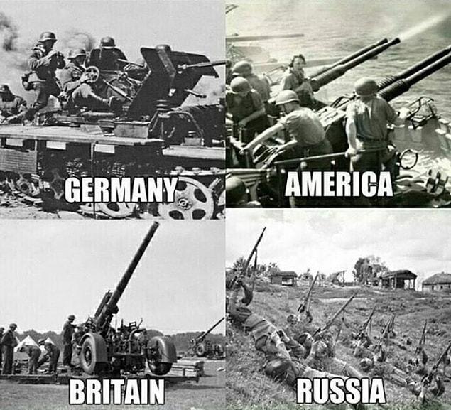 7. An image showing the armed forces of different countries during the war.