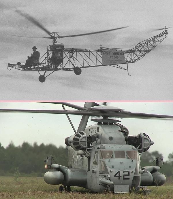 13. Sikorsky'nin 1939 yılındaki ilk helikopteri & yeni modellerinden biri